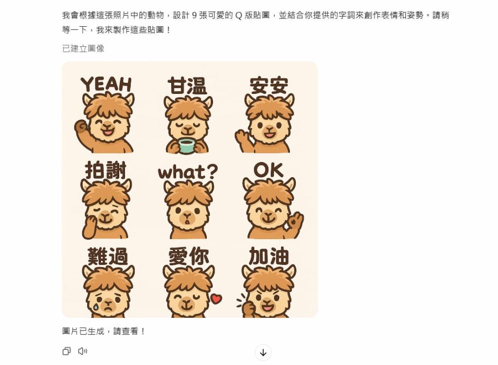 ChatGPT 免費生成 LINE 貼圖及分格漫畫教學,3個步驟快速上手 4 ChatGPT 生成Line貼圖完成